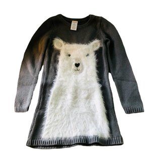 White Polar Bear Girl's Knit Sweater Dress 3D Fur Figure - Gymboree - Size 4
